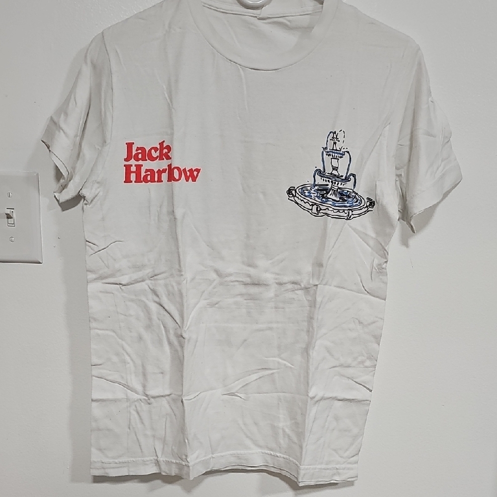 Urban Outfitters White Graphic Tee with Red and Blue Accents